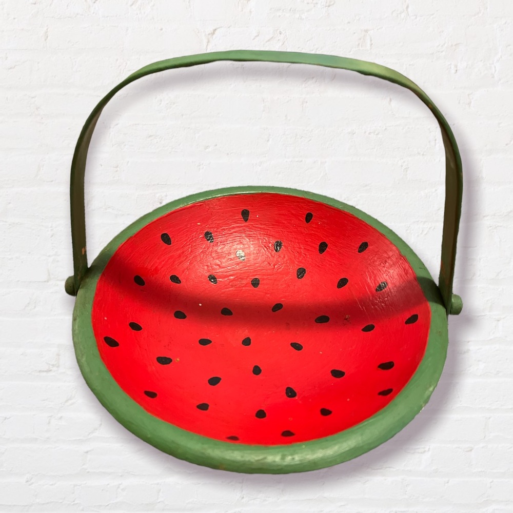 Vintage Wooden Watermelon Bowl With Handle 🍉